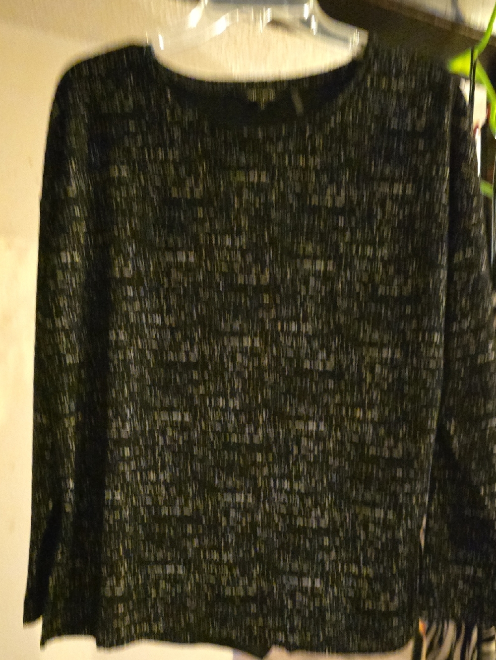 NIC+ZOE Black Metallic Thread Crew Neck Sweater